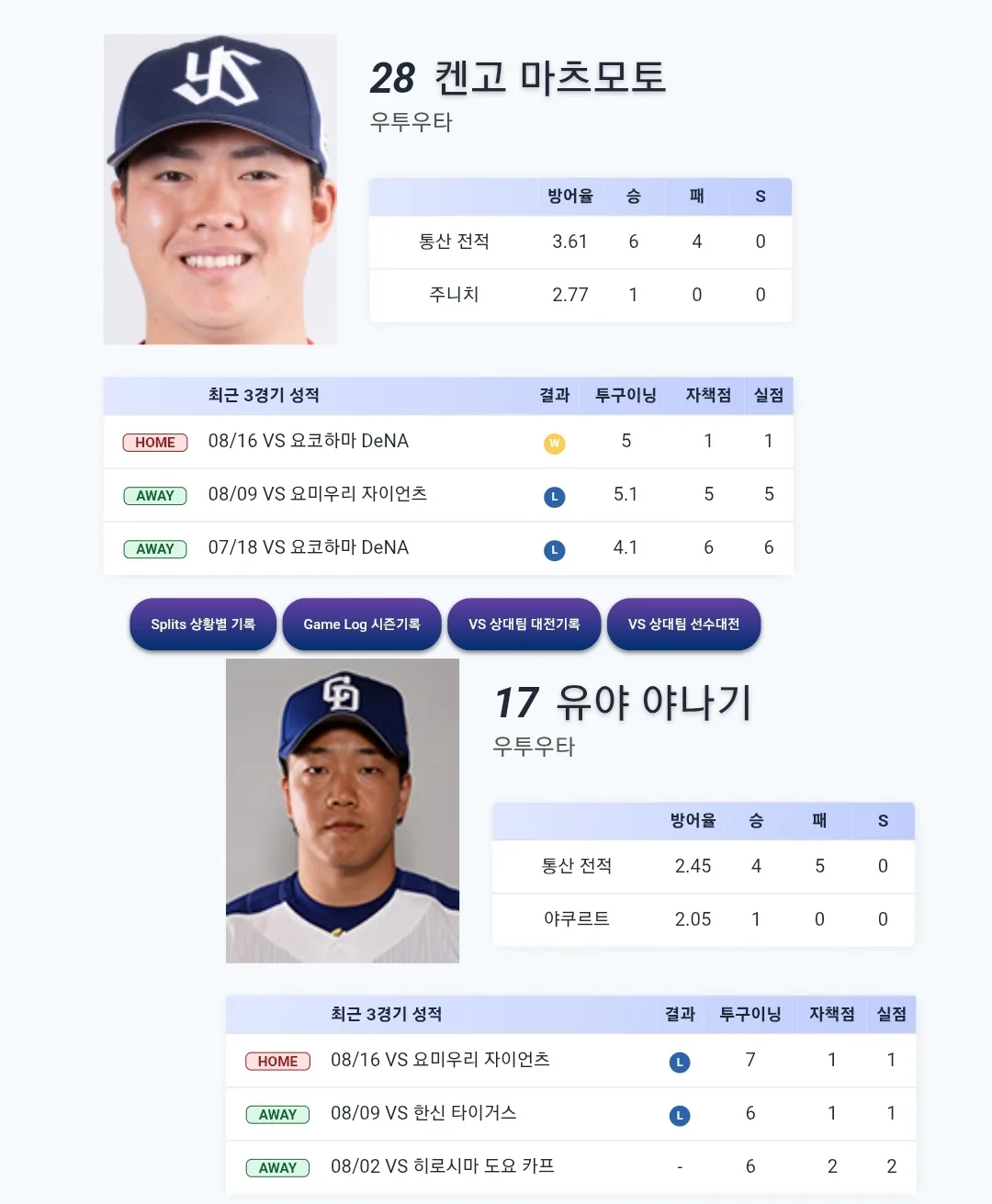 주니치 드래건스 야쿠르트 스왈로스