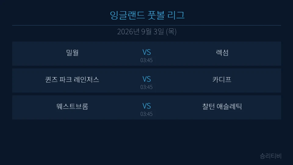 EFL 9월 3일 3경기 분석 대표 이미지
