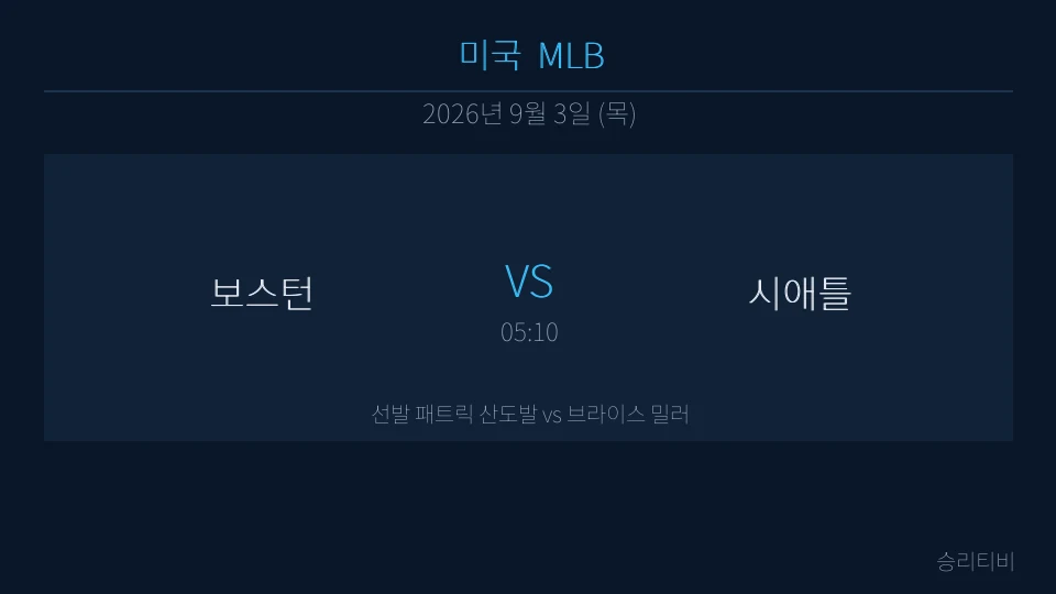 MLB 9월 3일 보스턴 vs 시애틀 분석 대표 이미지