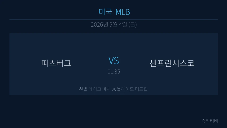 MLB 9월 4일 피츠버그 vs 샌프란시스코 분석 대표 이미지