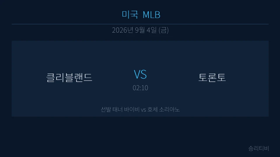 MLB 9월 4일 클리블랜드 vs 토론토 분석 대표 이미지