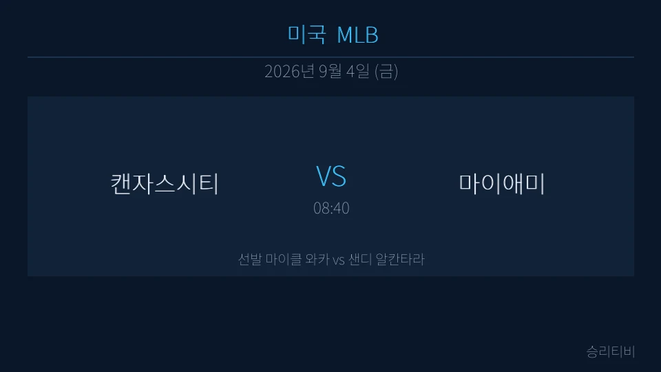 MLB 9월 4일 캔자스시티 vs 마이애미 분석 대표 이미지