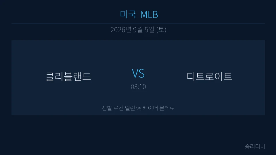 MLB 9월 5일 클리블랜드 vs 디트로이트 분석 대표 이미지