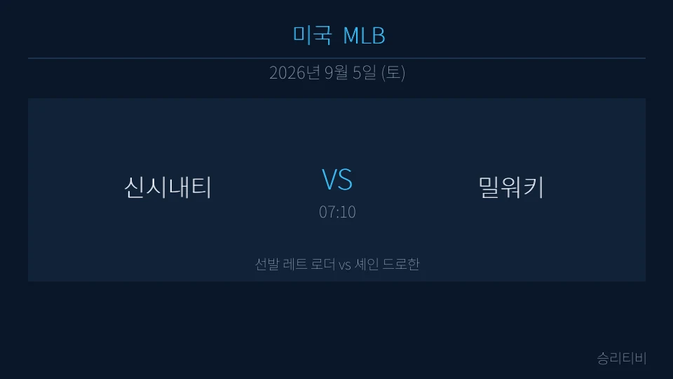 MLB 9월 5일 신시내티 vs 밀워키 분석 대표 이미지