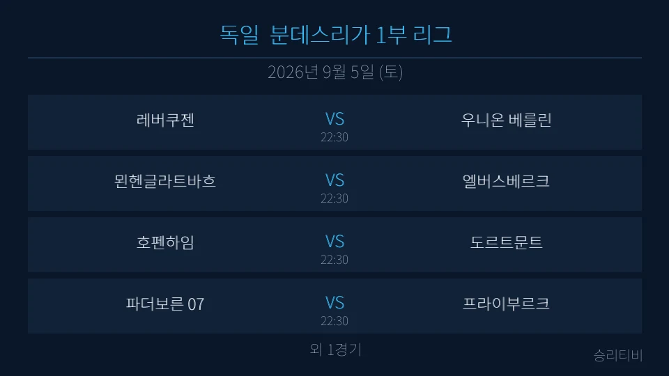 분데스리가 9월 5일 5경기 분석 대표 이미지