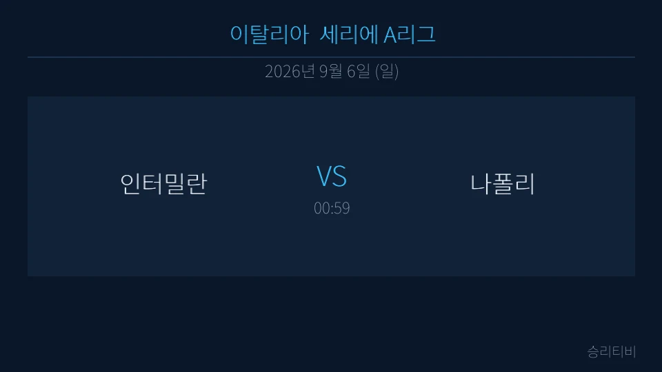 세리에 A 9월 6일 인터밀란 vs 나폴리 분석 대표 이미지