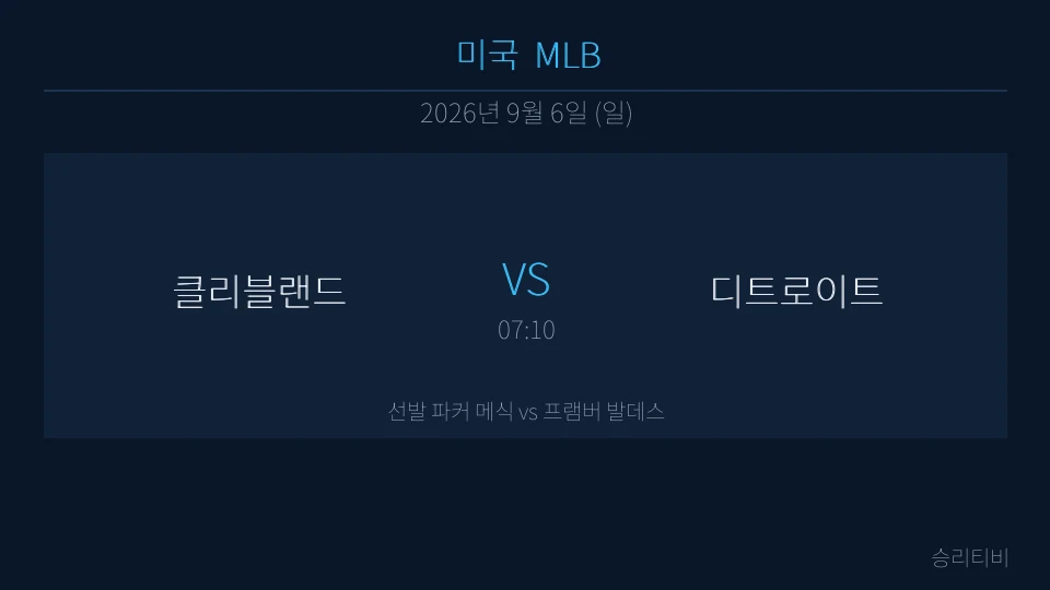 MLB 9월 6일 클리블랜드 vs 디트로이트 분석 대표 이미지
