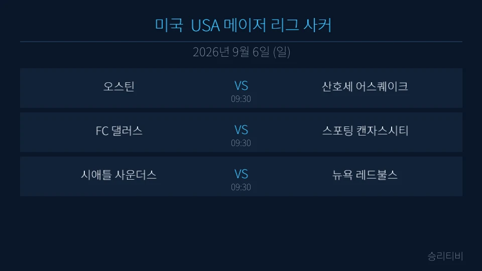 MLS 9월 6일 3경기 분석 대표 이미지