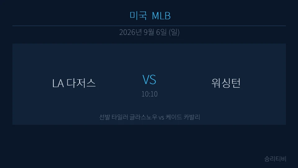 MLB 9월 6일 LA 다저스 vs 워싱턴 분석 대표 이미지