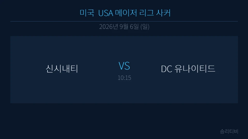 MLS 9월 6일 신시내티 vs DC 유나이티드 분석 대표 이미지