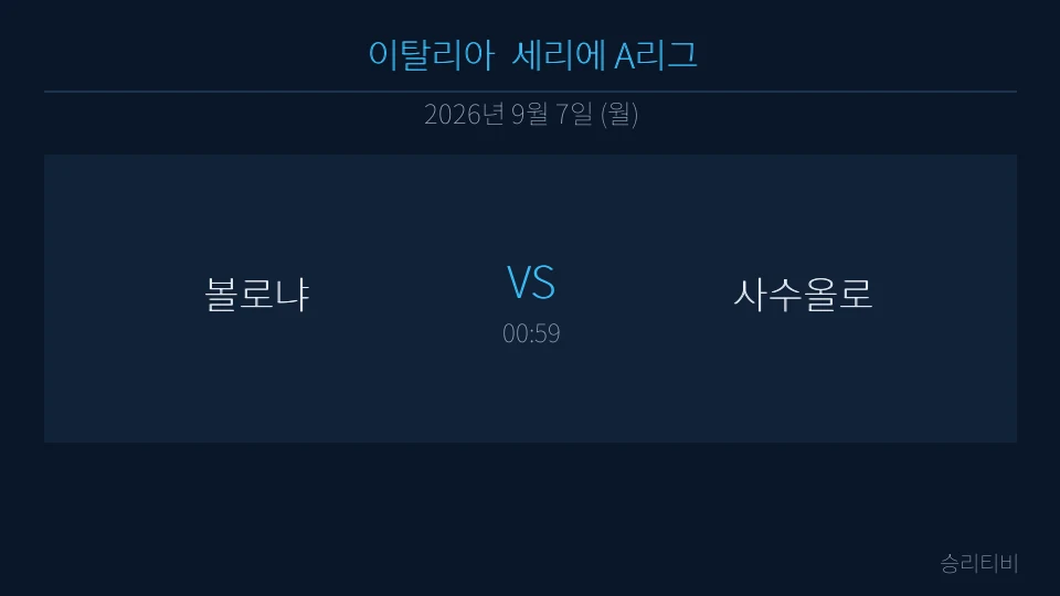 세리에 A 9월 7일 볼로냐 vs 사수올로 분석 대표 이미지