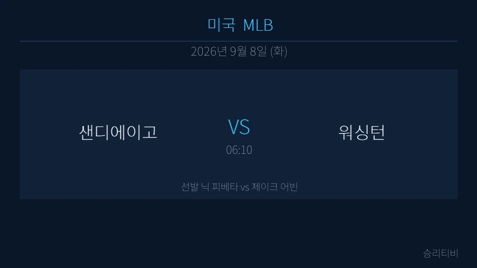 MLB 9월 8일 샌디에이고 vs 워싱턴 분석 대표 이미지