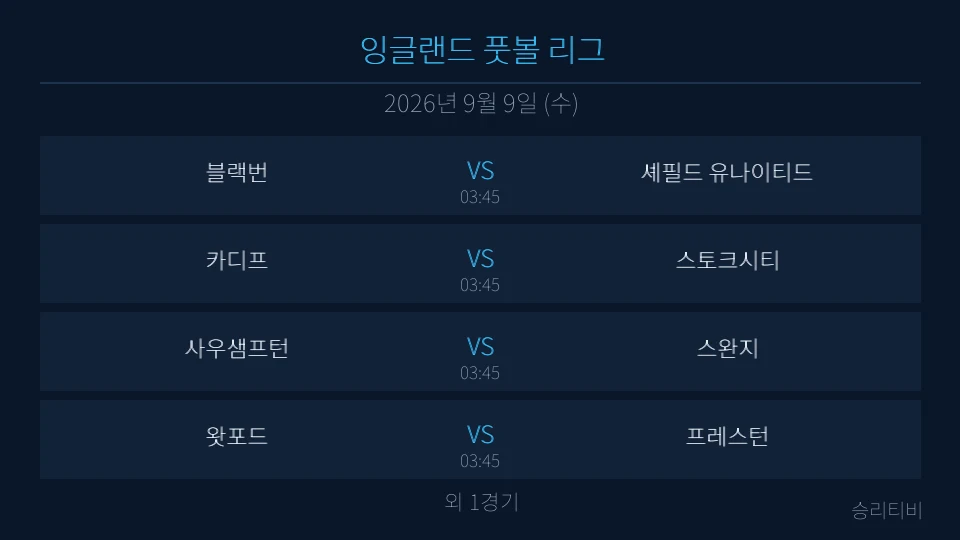 EFL 9월 9일 5경기 분석 대표 이미지