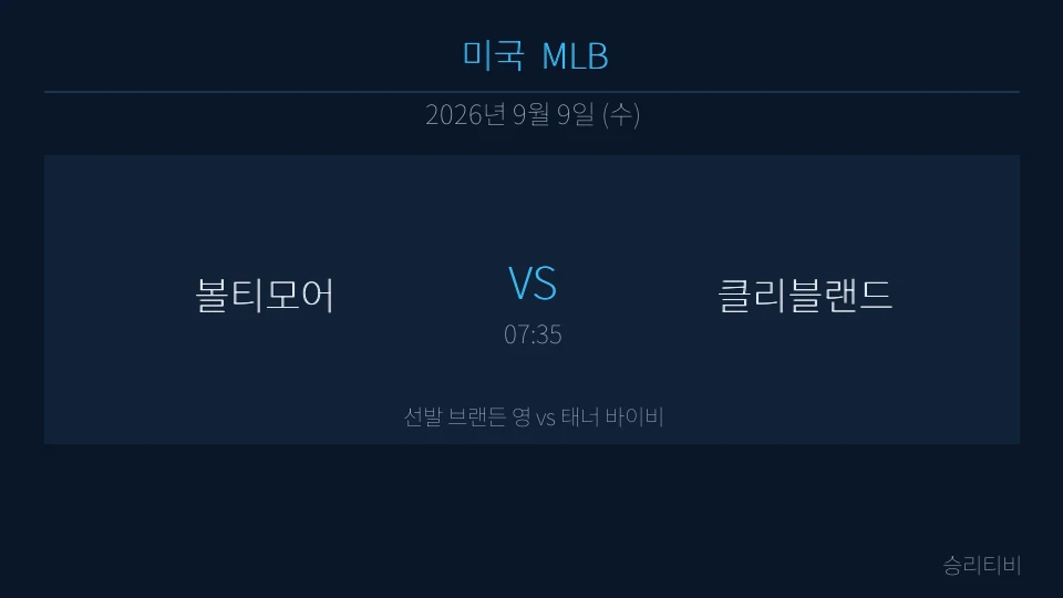 MLB 9월 9일 볼티모어 vs 클리블랜드 분석 대표 이미지