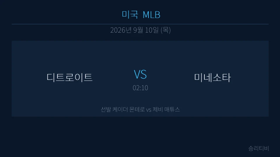 MLB 9월 10일 디트로이트 vs 미네소타 분석 대표 이미지