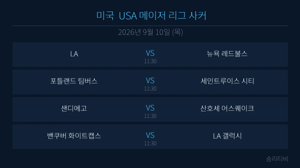 MLS 9월 10일 4경기 분석 대표 이미지