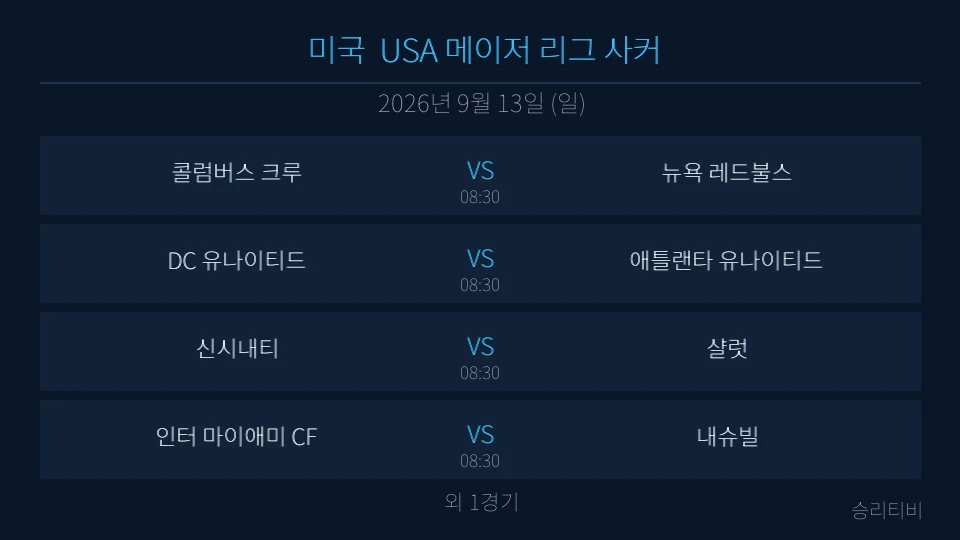 MLS 9월 13일 5경기 분석 대표 이미지