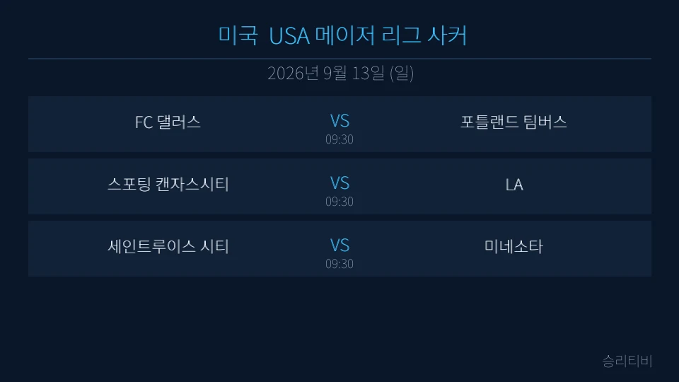 MLS 9월 13일 3경기 분석 대표 이미지