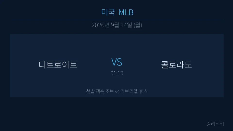 MLB 9월 14일 디트로이트 vs 콜로라도 분석 대표 이미지