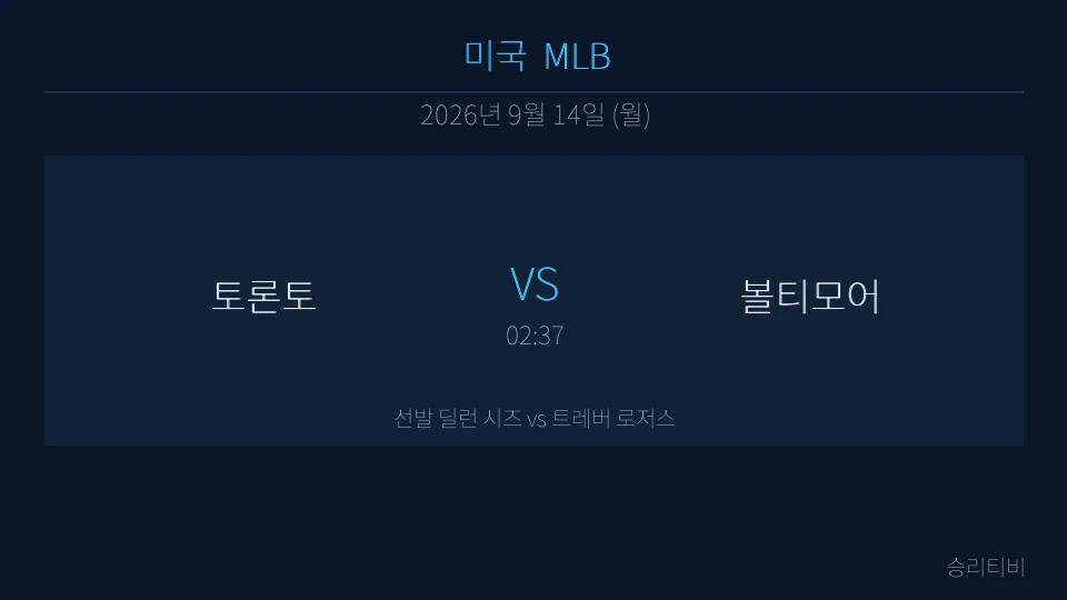 MLB 9월 14일 토론토 vs 볼티모어 분석 대표 이미지