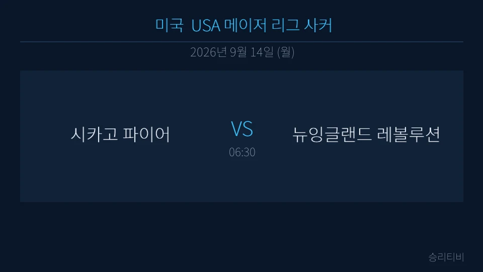 MLS 9월 14일 시카고 파이어 vs 뉴잉글랜드 레볼루션 분석 대표 이미지