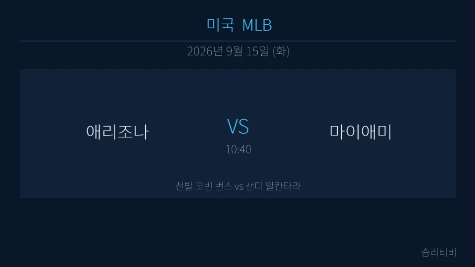 MLB 9월 15일 애리조나 vs 마이애미 분석 대표 이미지