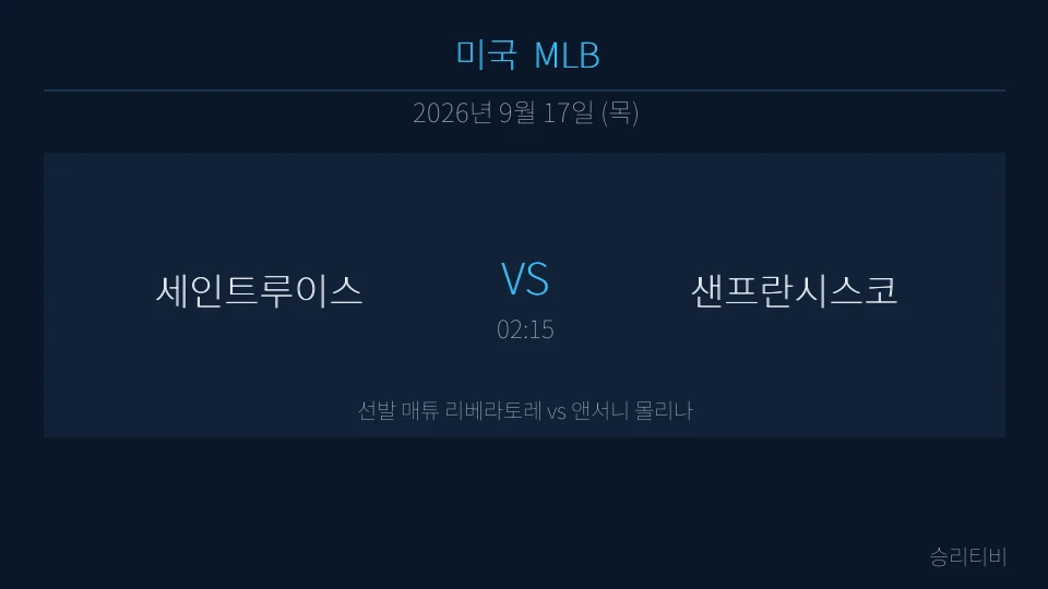 MLB 9월 17일 세인트루이스 vs 샌프란시스코 분석 대표 이미지