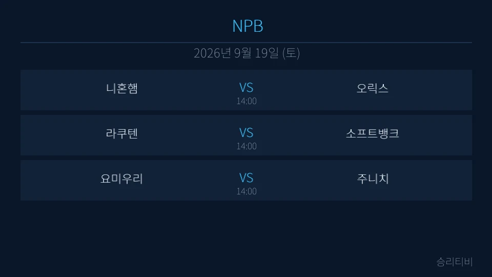 NPB 9월 19일 3경기 분석 대표 이미지