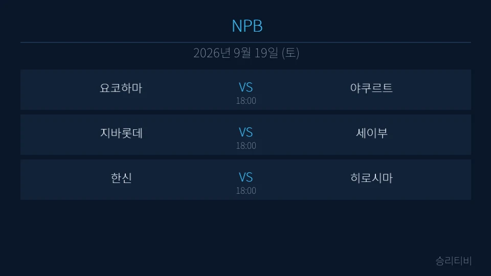NPB 9월 19일 3경기 분석 대표 이미지