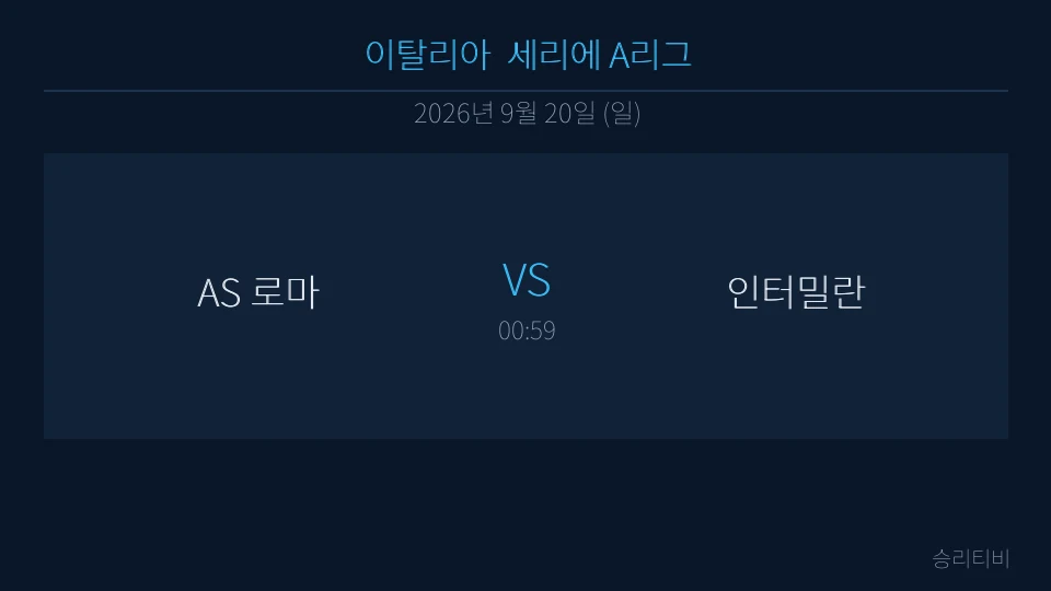 세리에 A 9월 20일 AS 로마 vs 인터밀란 분석 대표 이미지