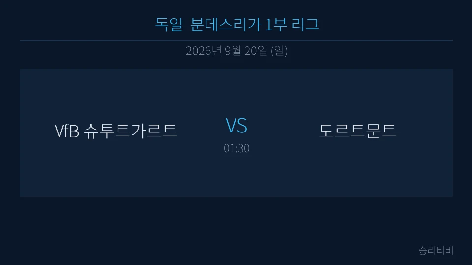분데스리가 9월 20일 VfB 슈투트가르트 vs 도르트문트 분석 대표 이미지