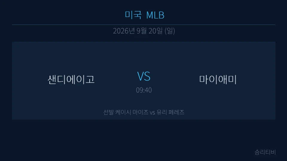 MLB 9월 20일 샌디에이고 vs 마이애미 분석 대표 이미지