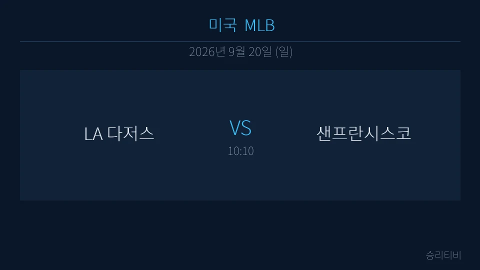 MLB 9월 20일 LA 다저스 vs 샌프란시스코 분석 대표 이미지