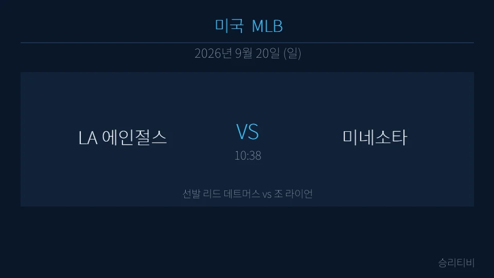MLB 9월 20일 LA 에인절스 vs 미네소타 분석 대표 이미지