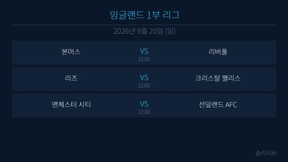 EPL 9월 20일 3경기 분석 대표 이미지