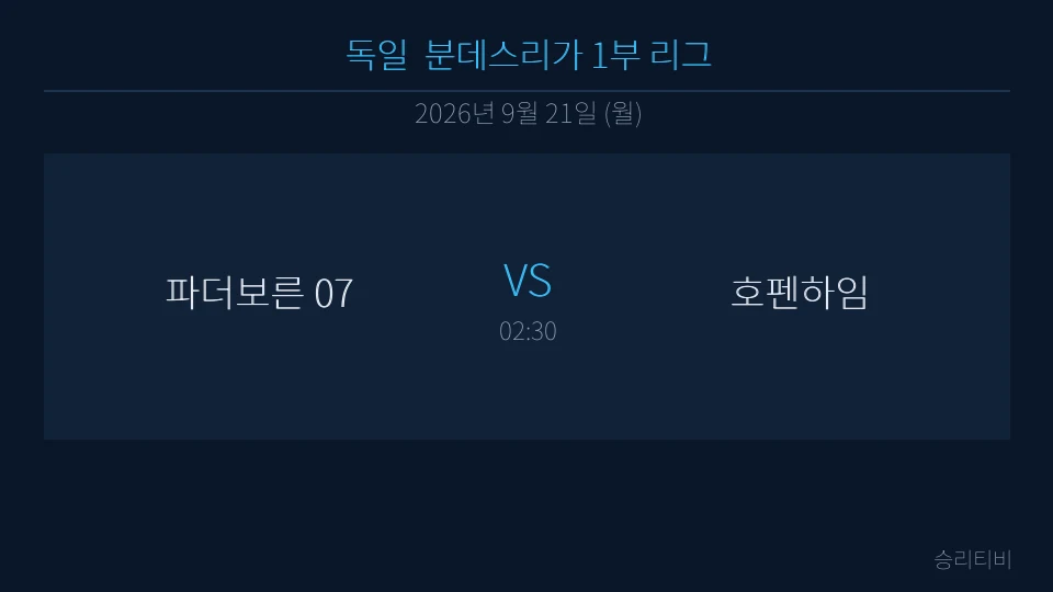 분데스리가 9월 21일 파더보른 07 vs 호펜하임 분석 대표 이미지