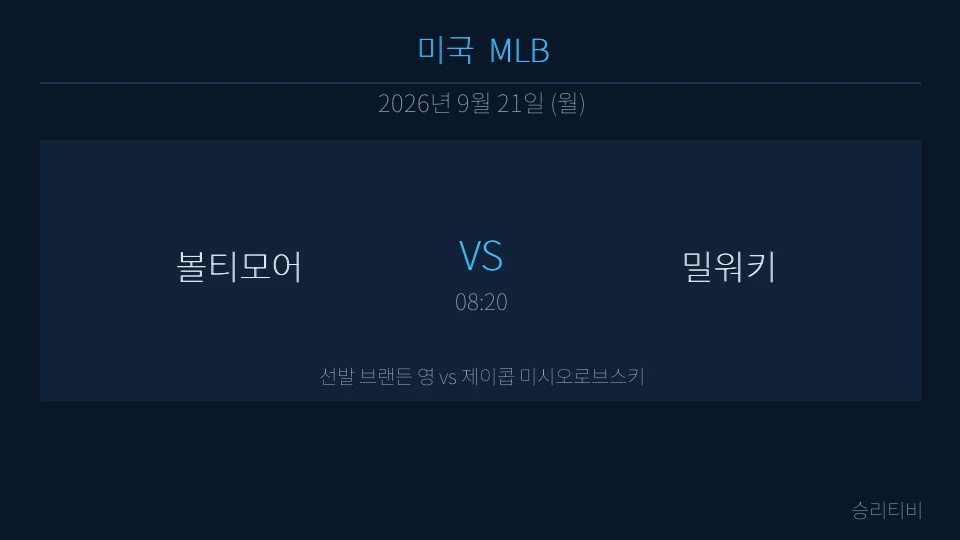 MLB 9월 21일 볼티모어 vs 밀워키 분석 대표 이미지