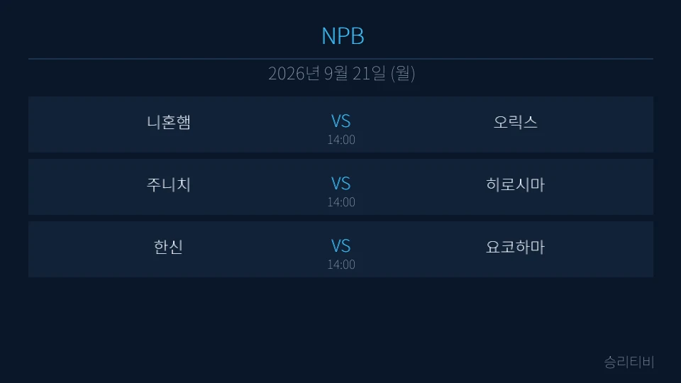 NPB 9월 21일 3경기 분석 대표 이미지