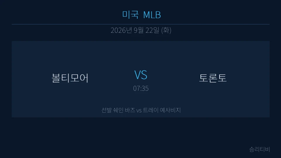MLB 9월 22일 볼티모어 vs 토론토 분석 대표 이미지